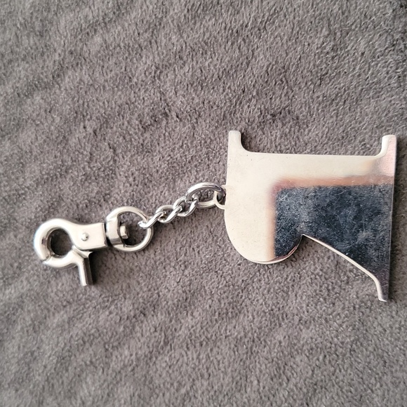 Rihanna R Initial Black n Silver Rhinestone Crystal Keychain - Picture 2 of 2